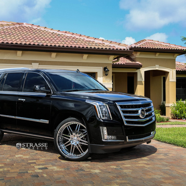 Black Cadillac Escalade with Chrome Billet Grille - Photo by Strasse Forged