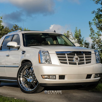 Custom White Pearl Cadillac Escalade EXT - Photo by Strasse Forged