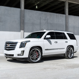 White Cadillac Escalade with Chrome Billet Grille - Photo by Anrky Wheels