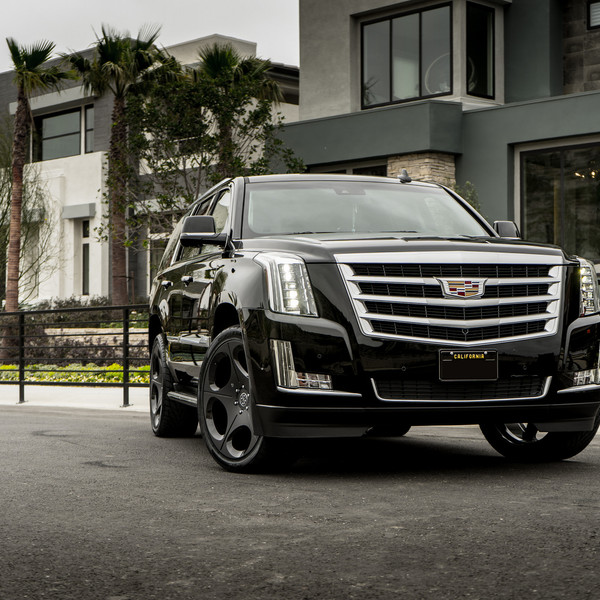 Black Cadillac Escalade with Chrome Billet Grille - Photo by Blaque Diamond Wheels