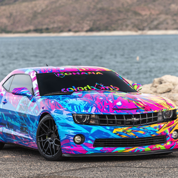 Front Bumper with Fog Lights on Colorful Chevy Camaro - Photo by Rohana Wheels