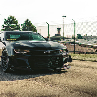 Black Chevy Camaro with Custom Front Lip - Photo by Brixton Forged Wheels