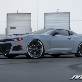 Color Halo Headlights on Matte Gray Chevy Camaro - Photo by MRR wheels