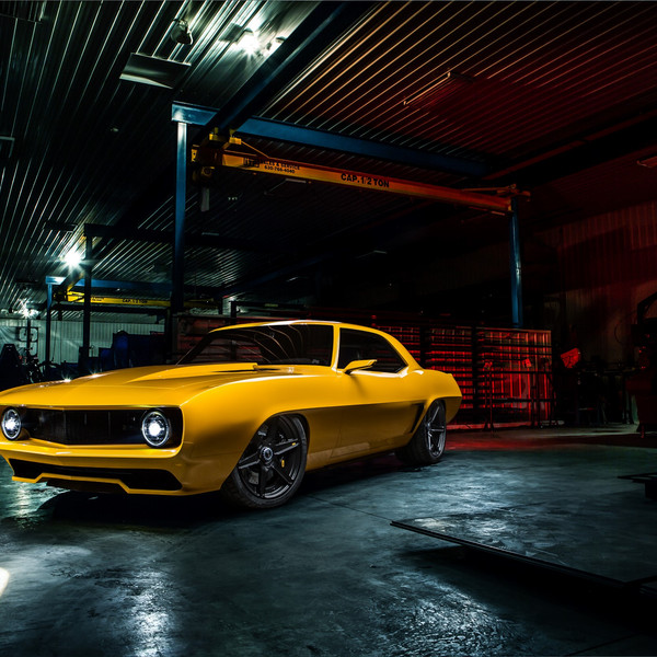 Yellow Chevy Camaro with Custom LED Headlights - Photo by Roadster Shop