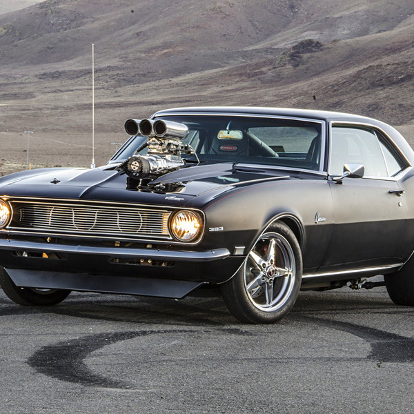 Black Chevy Camaro 383 with Yellow Headlights - Photo by Steve Temple