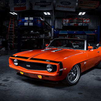 Custom Orange Convertible Chevy Camaro SS 427 - Photo by Larry Chavarria