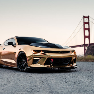 Rose Gold Chevy Camaro with Custom Hood - Photo by Rohana
