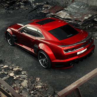 Unreal Ultra Widebody Camaro on Huge Sport Wheels - Photo by Chrome & Carbon