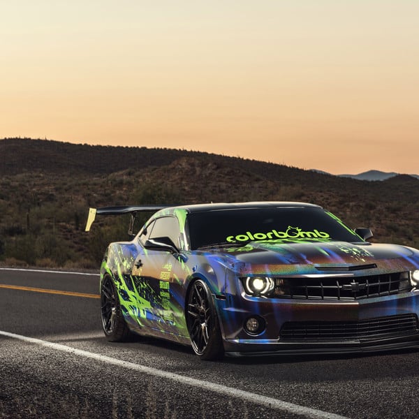 Colorful Chevy Camaro with Aftermarket Grille - Photo by Rohana