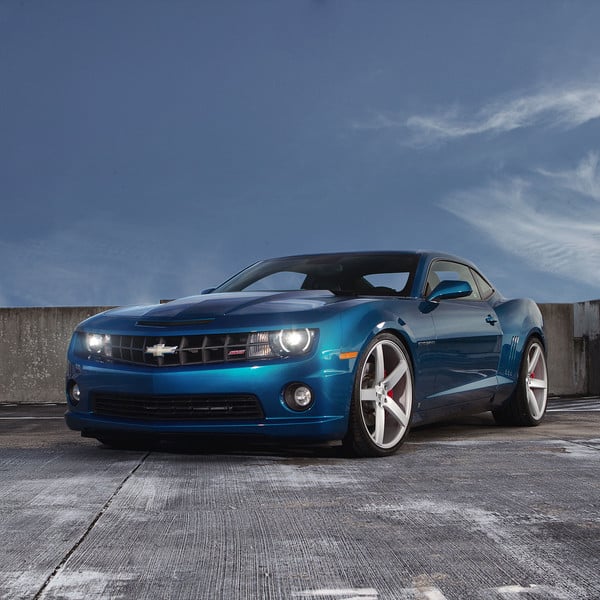 Custom Body Kit on Blue Chevy Camaro - Photo by Vossen