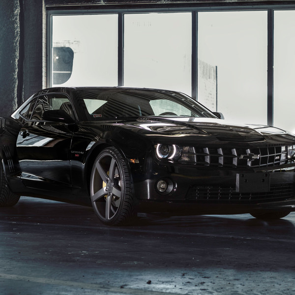 Black Chevy Camaro with Custom Front Bumper - Photo by Vossen