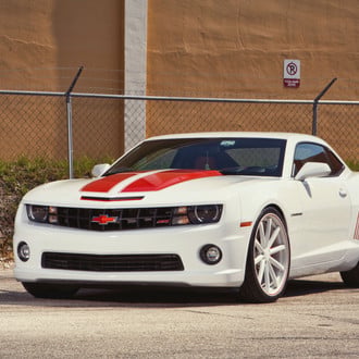 Custom White Chevy Camaro SS with Red Accents - Photo by Vossen