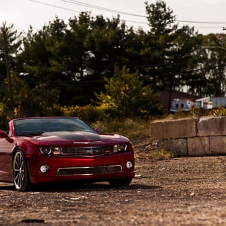 Burgundy Red Convertible Chevy Camaro Dressed Up to Stand Out on the Road