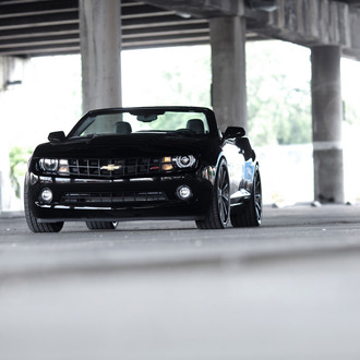 Sinister Black Convertible Chevy Camaro on Gunmetal Vossen Wheels