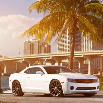 White Chevy Camaro with Blacked Out Grille - Photo by Vossen