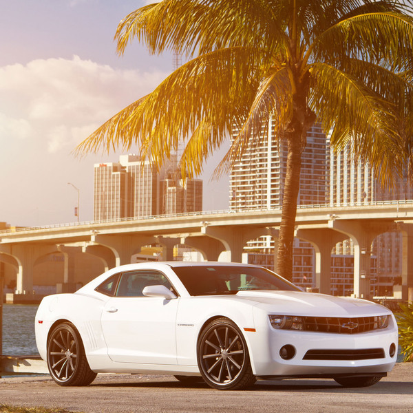 White Chevy Camaro with Blacked Out Grille - Photo by Vossen