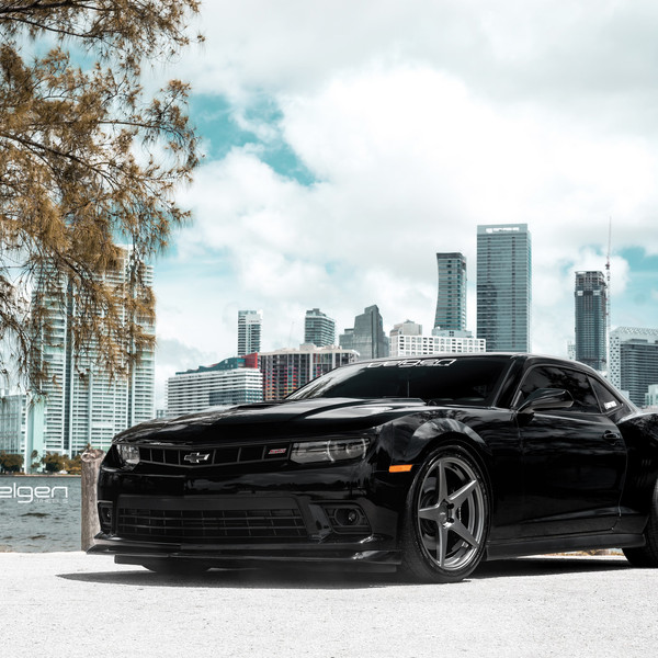 Dark Smoke Headlights on Black Chevy Camaro SS - Photo by Velgen