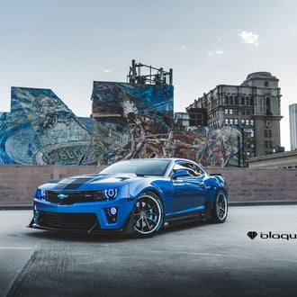 Blue Chevy Camaro with Custom Body Kit - Photo by Blaque Diamond