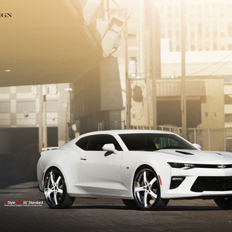 Custom Hood with Air Vents on White Chevy Camaro - Photo by Vellano
