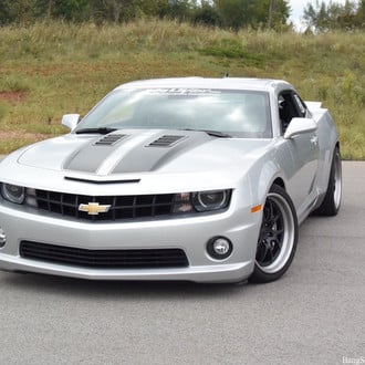 White Chevy Camaro with Custom Front Bumper - Photo by Forgeline Motorsports
