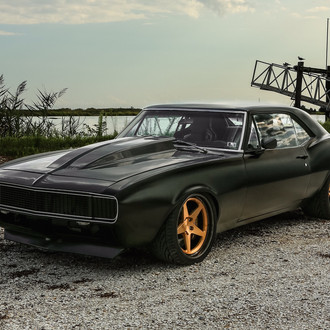 Black Matte Chevy Camaro with Carbon Fiber Hood - Photo by Forgeline Motorsports