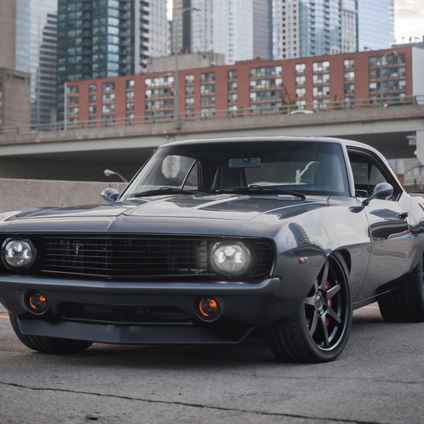 Front Bumper with Fog Lights on Black Chevy Camaro - Photo by Forgeline Motorsports