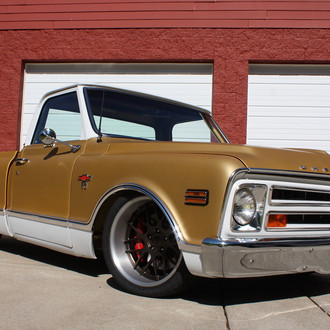 Chrome Front Bumper Cover on Brown Chevy CK - Photo by Forgeline Motorsports