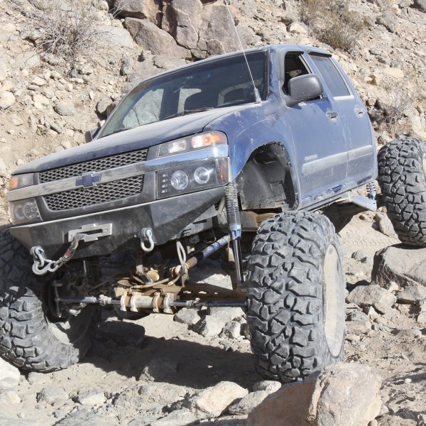 Blue Lifted Chevy Colorado with Off-Road Front Bumper - Photo by fourwheeler.com