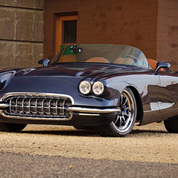 Black Convertible Chevy Corvette with Chrome Grille - Photo by Forgeline Motorsports