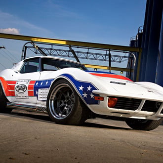 American Hero: White Chevy Corvette with Custom Paint Job