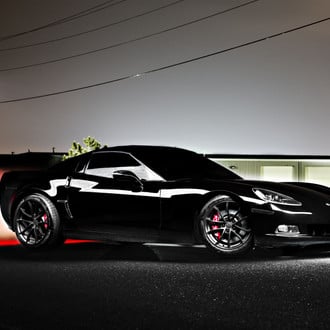 Sleek Muscle: Enhanced Black Chevy Corvette