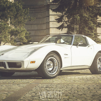 Imposing White Chevy Corvette Boasting Chrome Trim