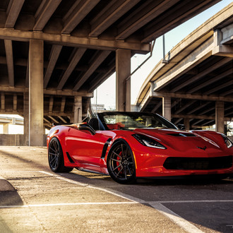 Candy Red Convertible Corvette Rocking Brixton Forged Rims
