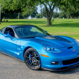 Carbon Fiber Front Bumper Lip on Blue Chevy Corvette - Photo by VIBE Motorsports