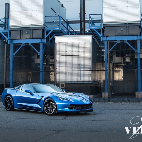 Custom Blue Chevy Corvette on Michelin Tires - Photo by Vertini Wheels