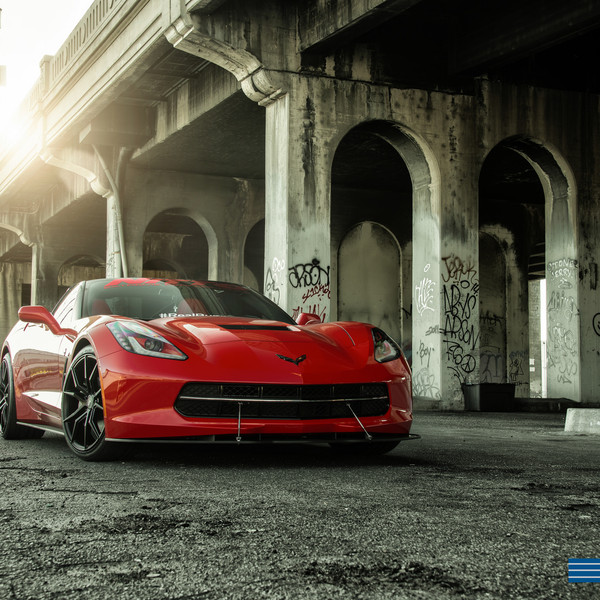 Red Corvette on Black XO Luxury Wheels - Photo by XO Luxury Wheels
