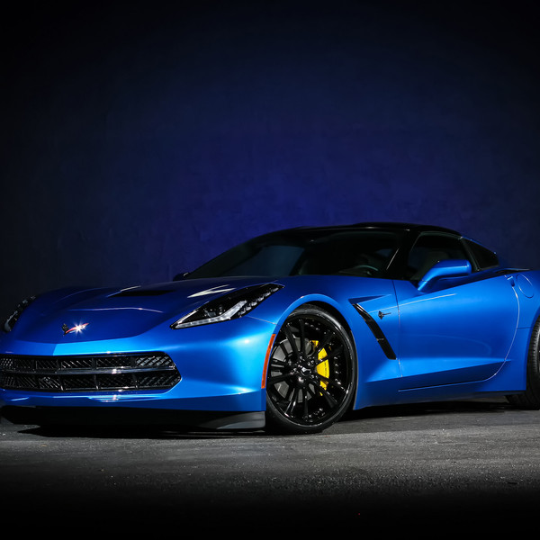 Electric Blue Corvette C7 On Black Rims - Photo by Exclusive Motoring