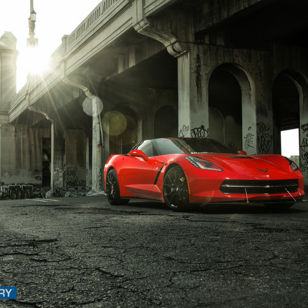 Bright Red Chevy Corvette C7 on XO Luxury Wheels - Photo by XO Luxury