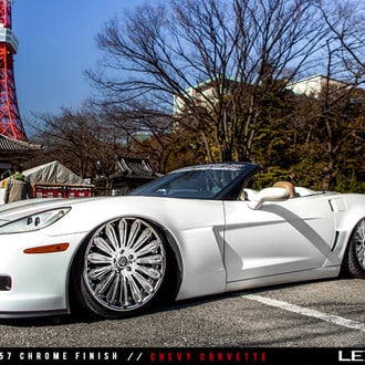 Snow White Corvette on Chrome Multispoke Lexani Wheels