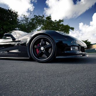 Custom Lowered Black Chevy Corvette - Photo by Vossen