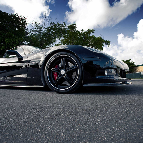 Custom Lowered Black Chevy Corvette - Photo by Vossen