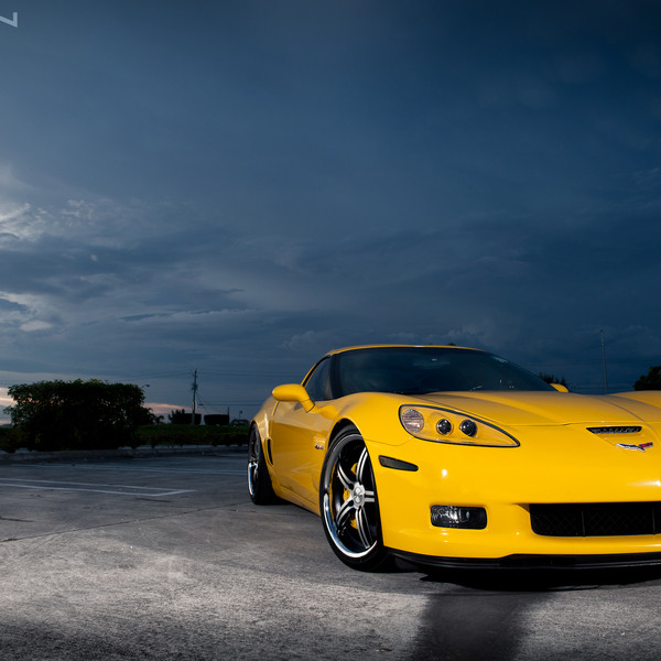 Yellow Chevy Corvette Custom Front Bumper - Photo by Vossen