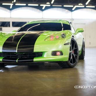 Custom Green Chevy Corvette with Black Stripes - Photo by Concept One