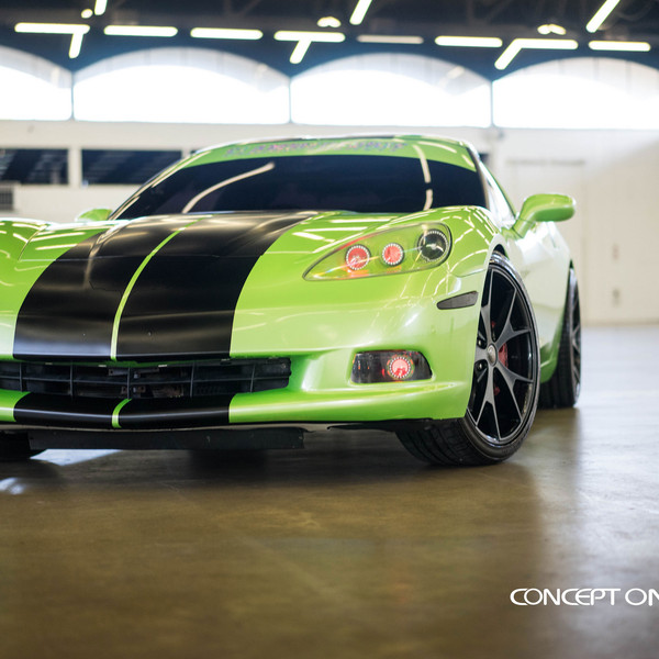 Custom Green Chevy Corvette with Black Stripes - Photo by Concept One