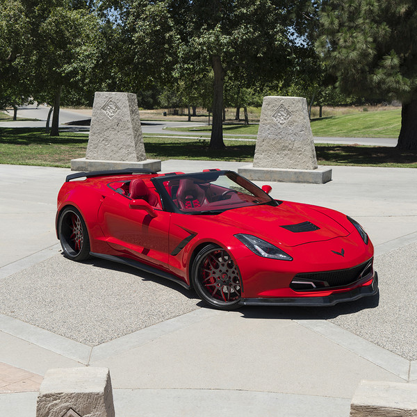 Red Chevy Corvette with Carbon Fiber Front Lip - Photo by Forgiato