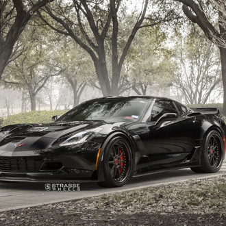 Black Chevy Corvette with Custom Body Kit - Photo by Strasse Forged