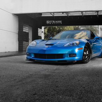 Blue Chevy Corvette on Strasse Rims Wrapped in Toyo Tires