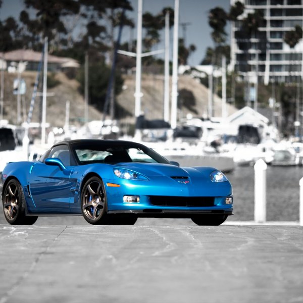 White Chevy Corvette with Custom Front Lip - Photo by HRE Wheels