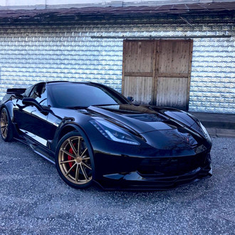 Black Chevy Corvette with Dark Smoke LED Headlights - Photo by Forgeline Motorsports