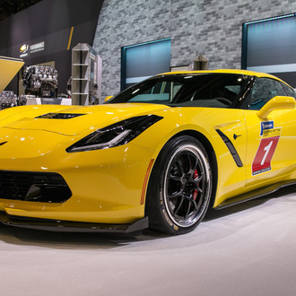 Custom Yellow Chevy Corvette Showing Off Michelin Tires